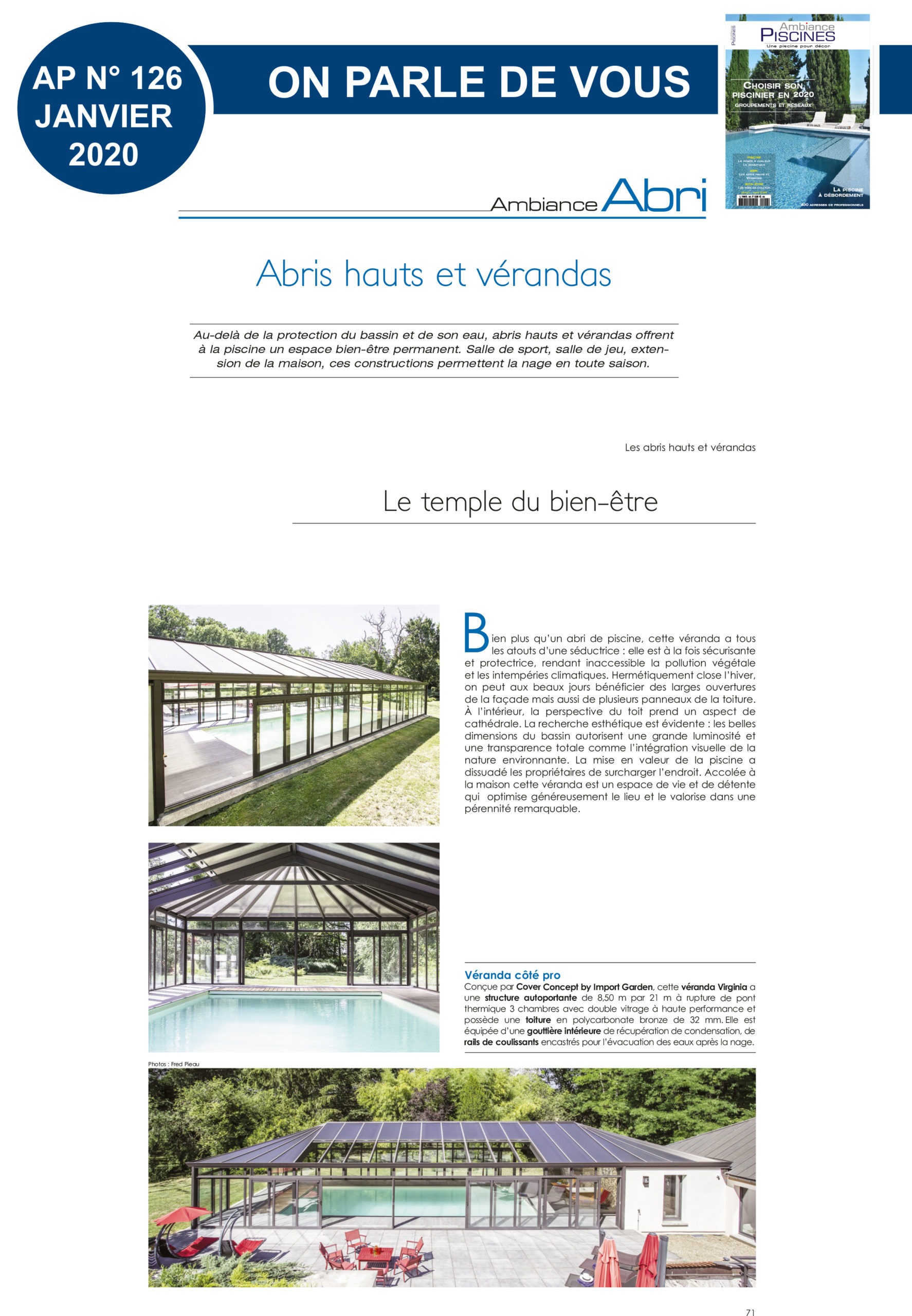 Ambiance Piscines : reportage Cover Concept