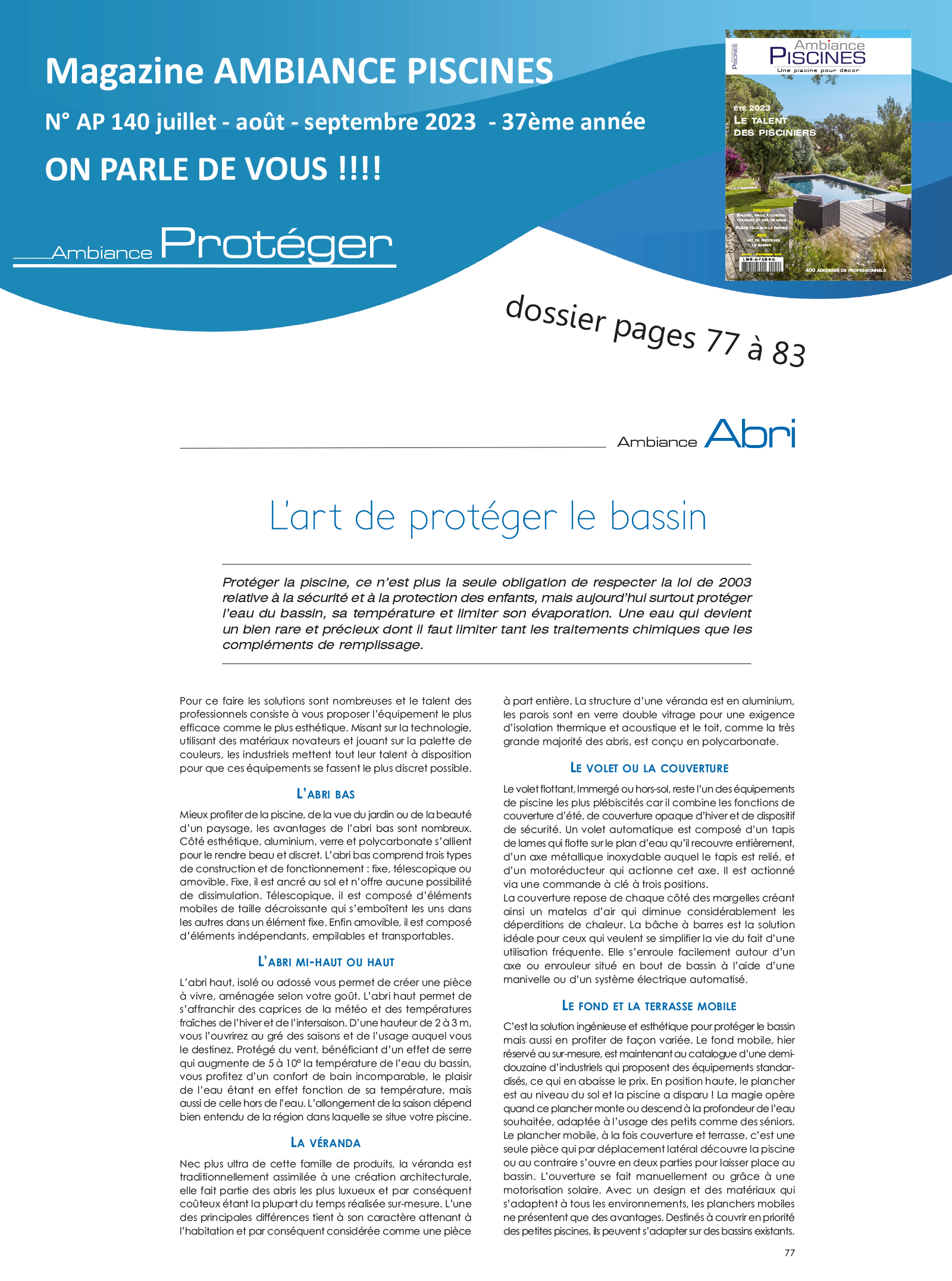 Magazine Ambiance Piscines n° 140 - page 2